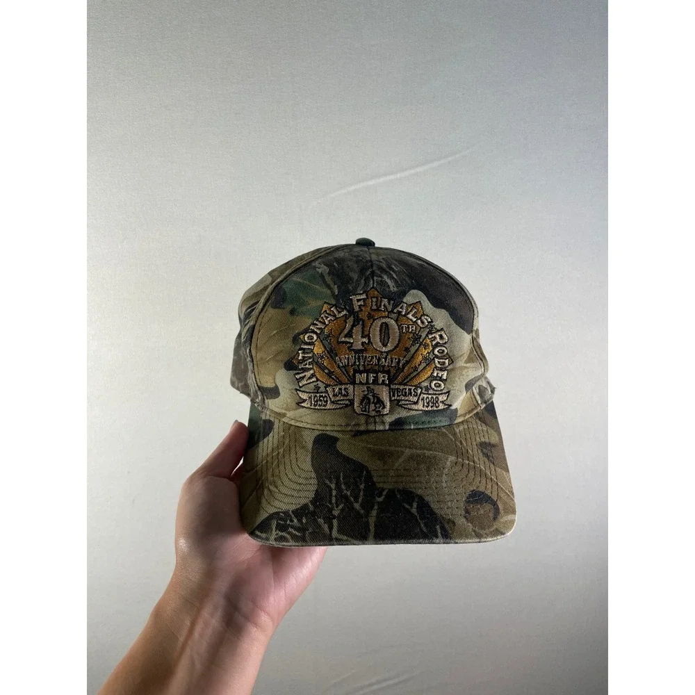 Vintage 1998 NFR 40th Anniversary Las Vegas Camo Snapback Hat Rodeo Cap